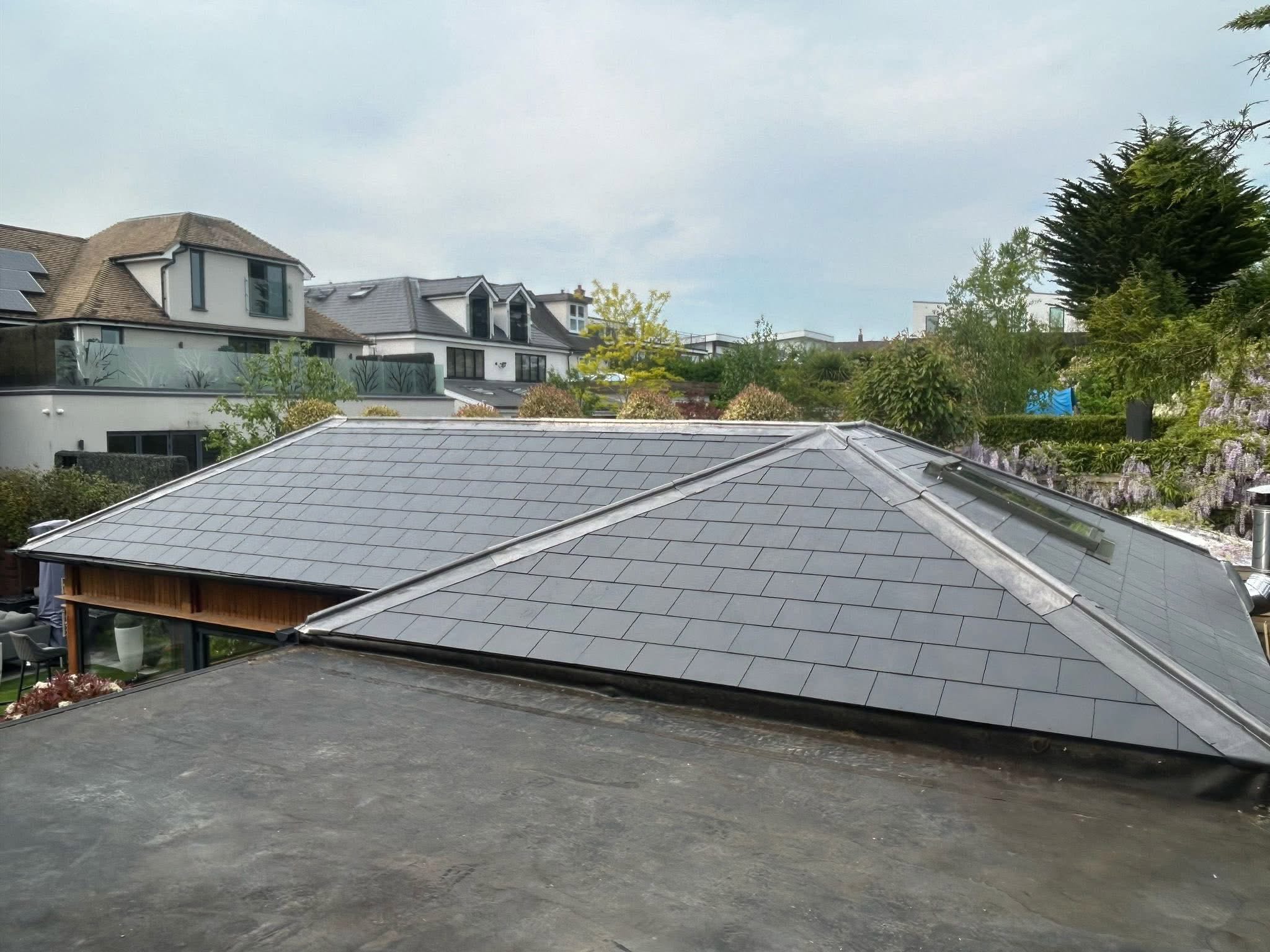 Completed slate roofing project