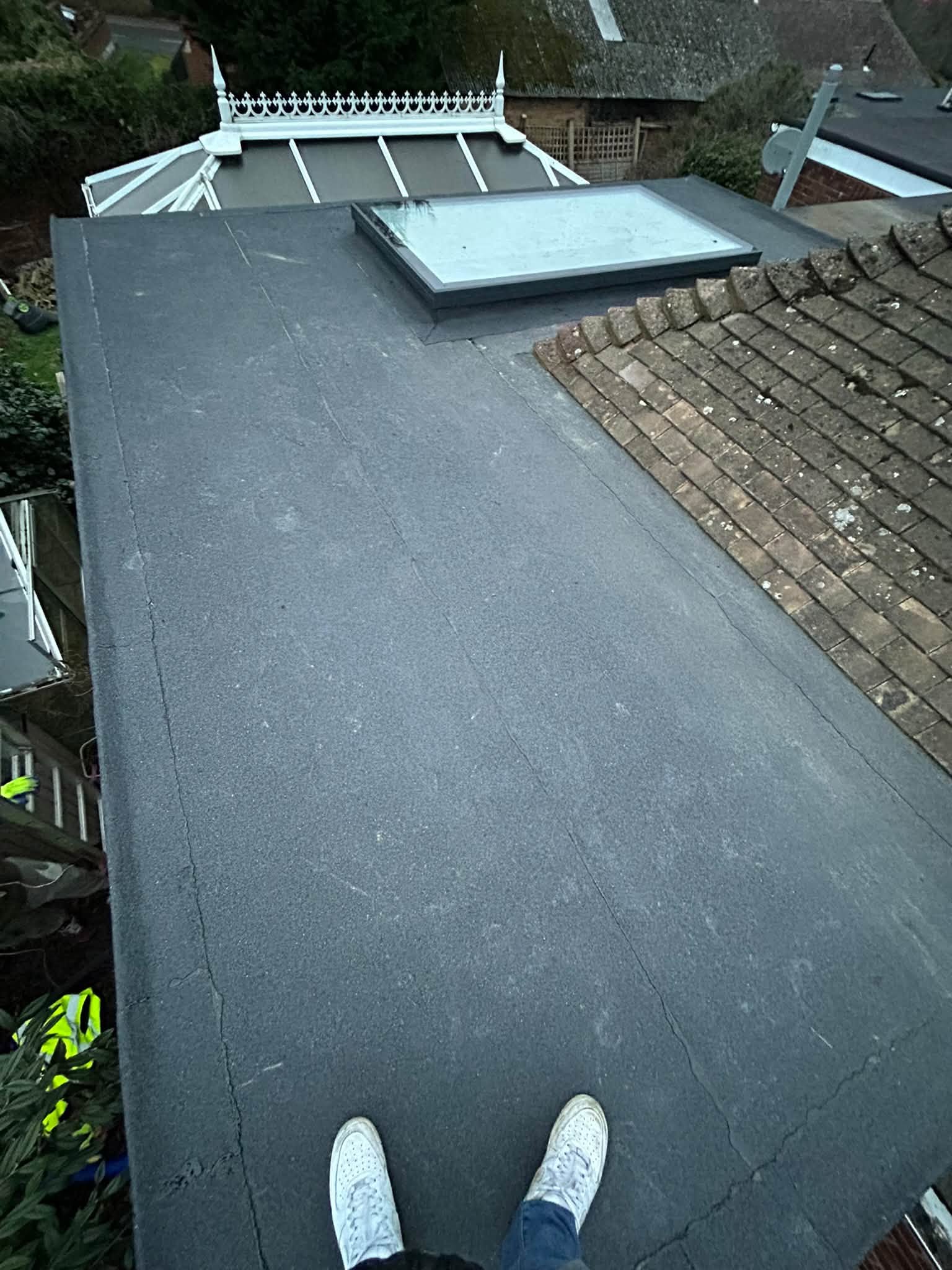 Finished flat roof with rooflight