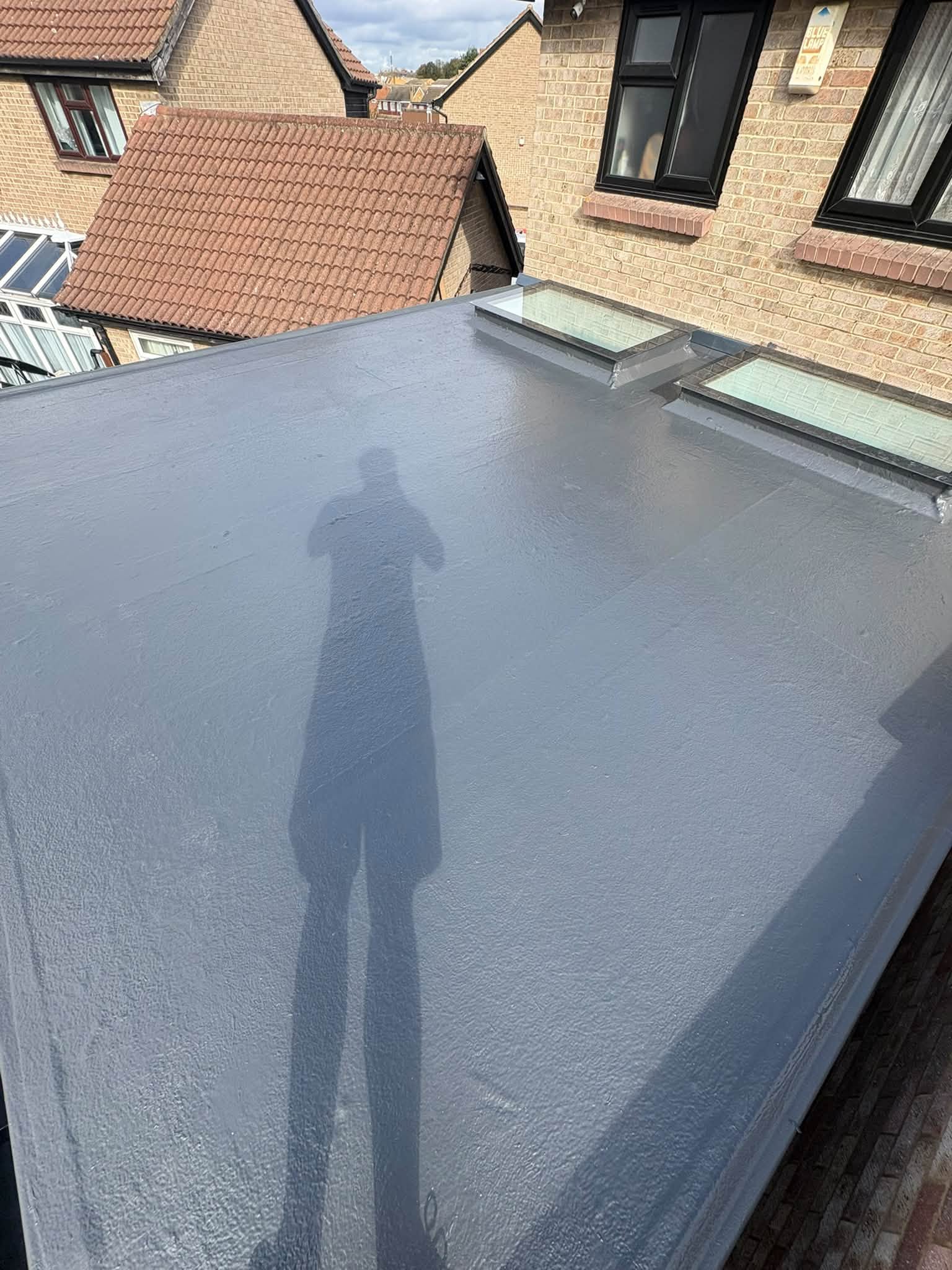 Finished flat roof with two rooflights